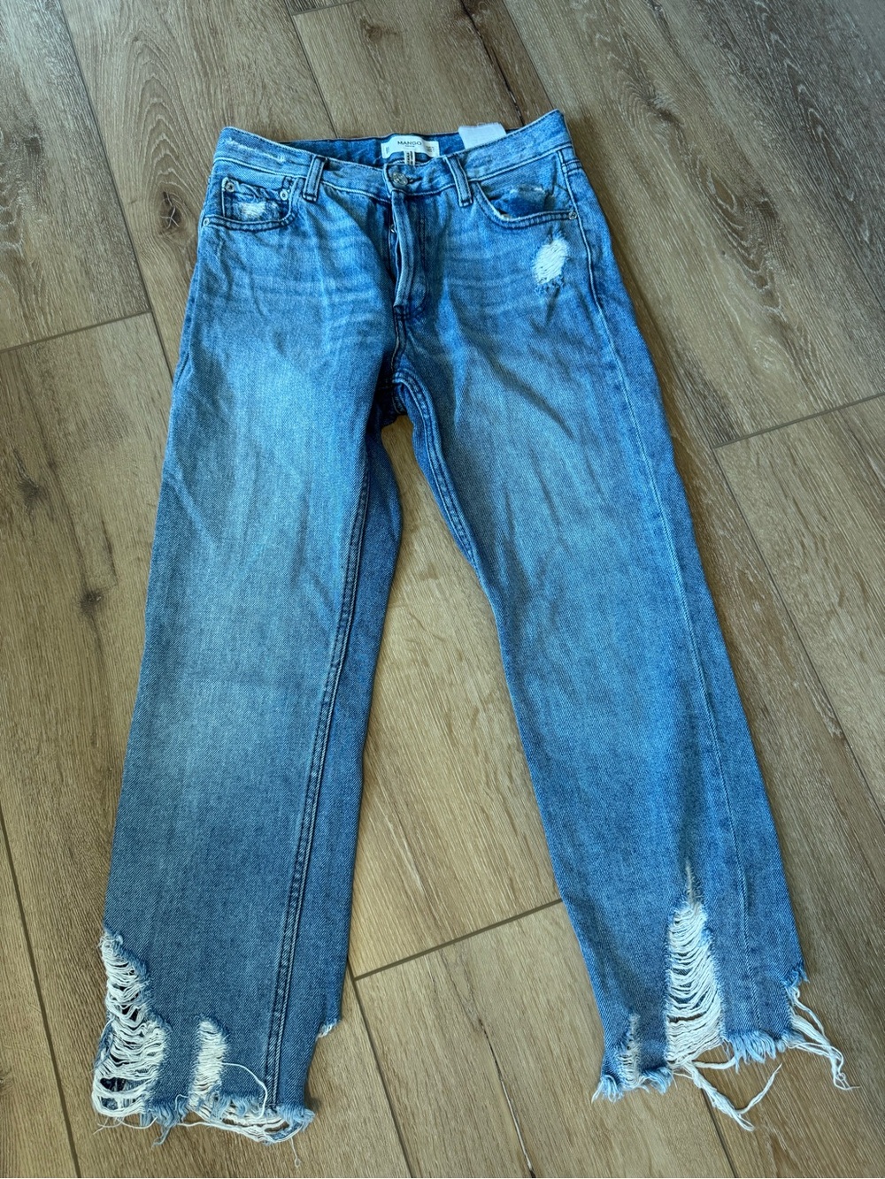 Mango distressed wide-leg jeans size 2